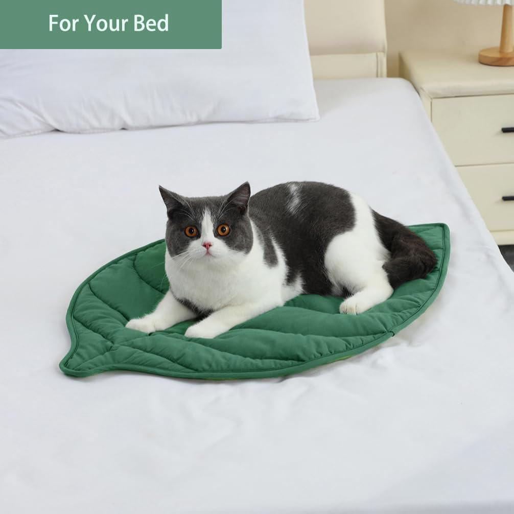 Letalong Leaf Shaped Cotton Cat Bed Pad, Warming Cat Mat, Pet Bed