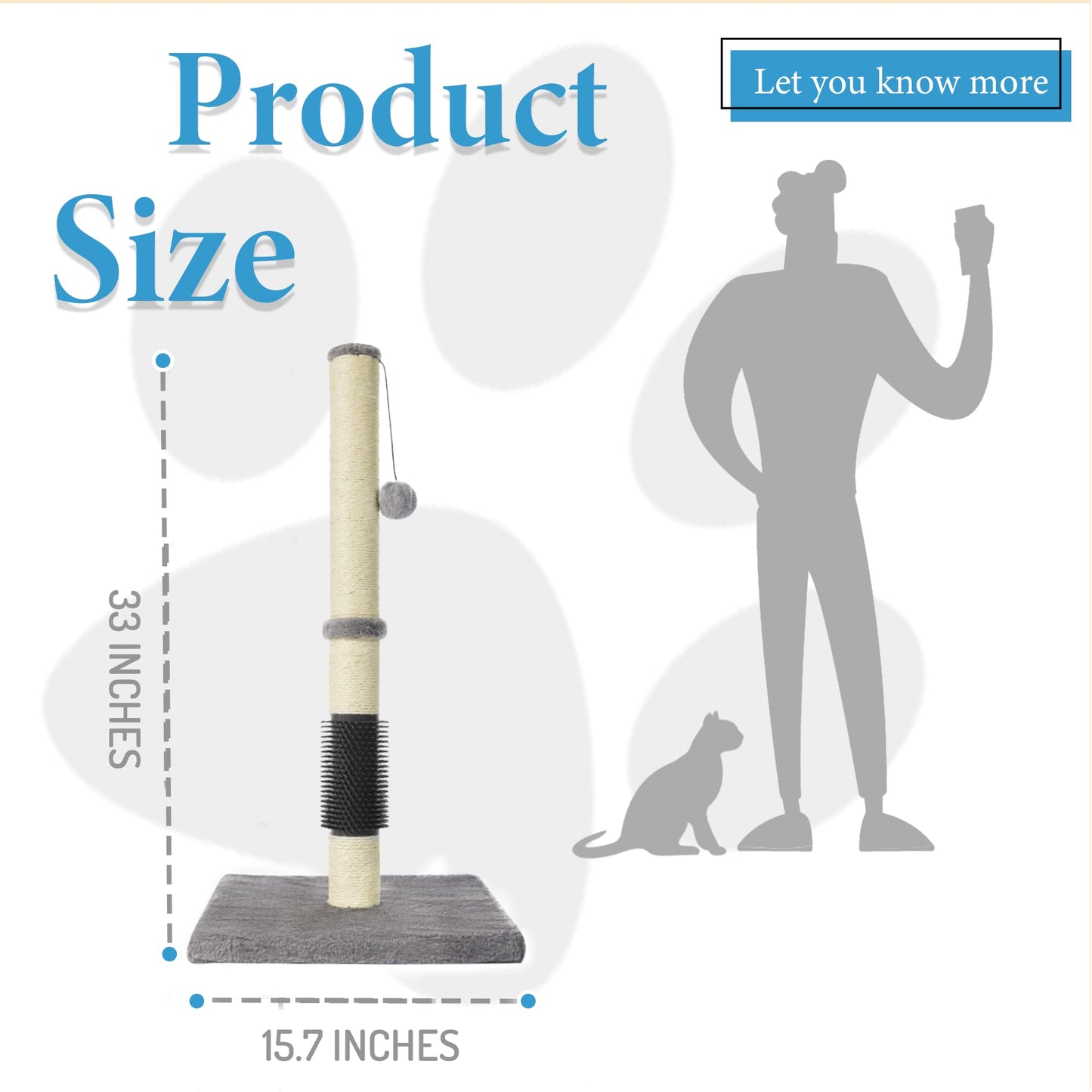 MeowHomm 32" Cat Scratching Post with Self Groomer Cat Scratcher