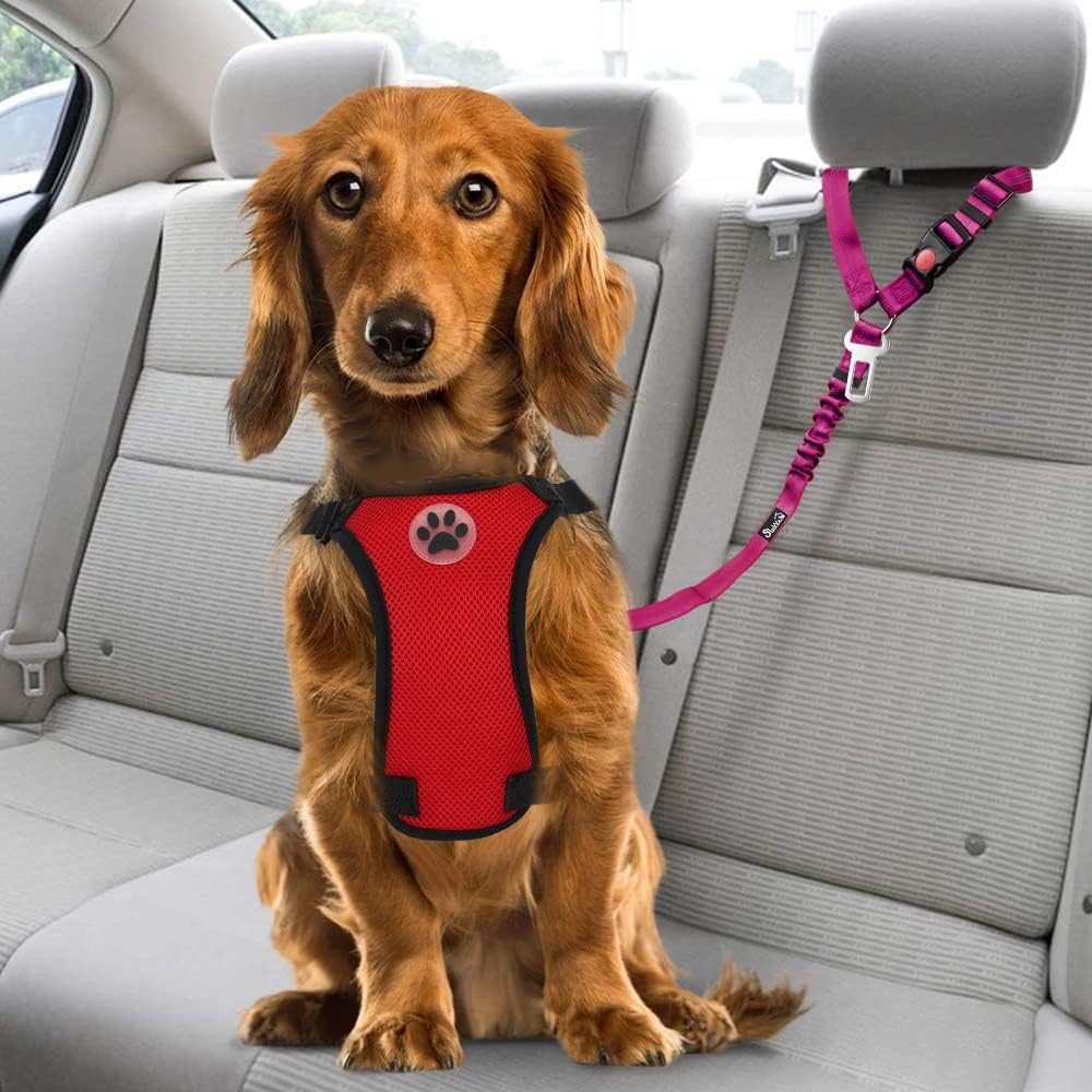 SlowTon Dog Seat Belt, 2 Pack Harness Seatbelt Adjustable With Seat