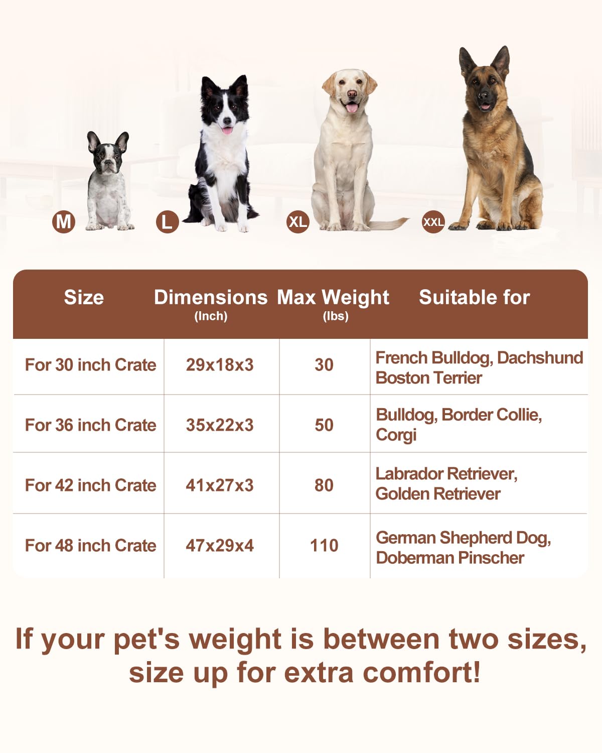 KSIIA Dog Crate Bed Waterproof Extra Large Dog Bed Soft Velvet Bed