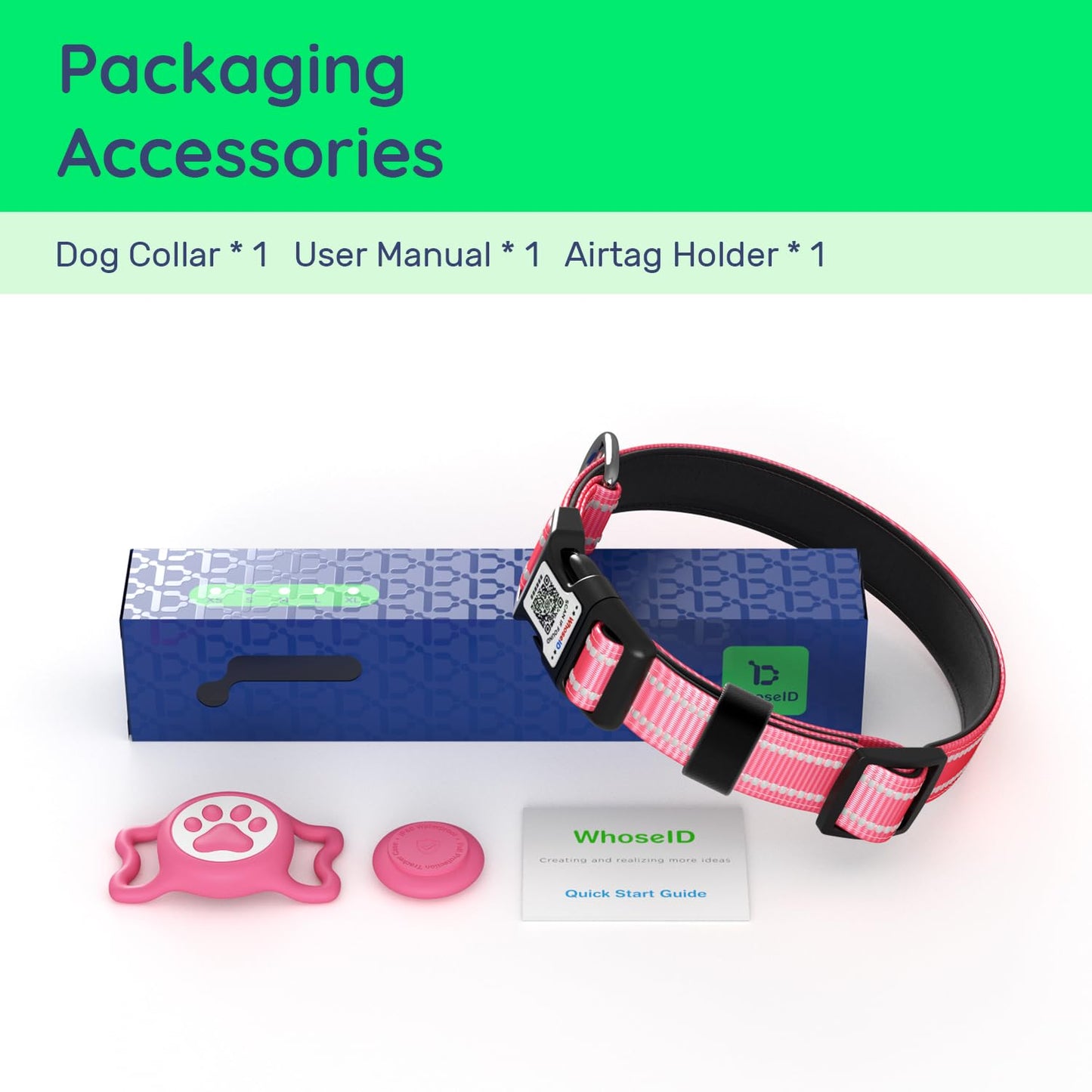 Apple Tag Holder Dog Collar, Reflective Ultra-Durable Nylon Collar