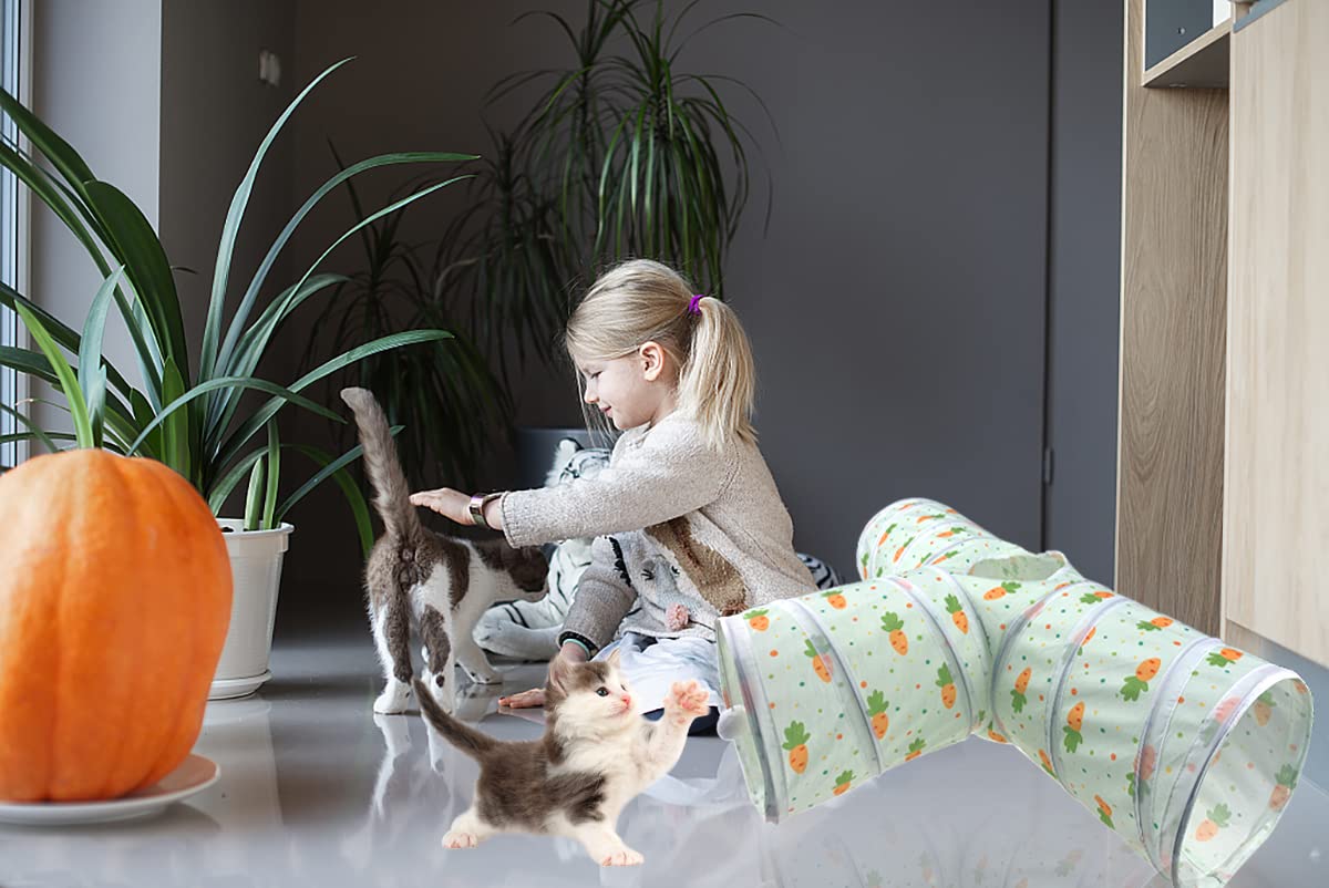 Vehomy Bunny Rabbit Tunnels Rabbit Cat 3 Way Collapsible Tunnel