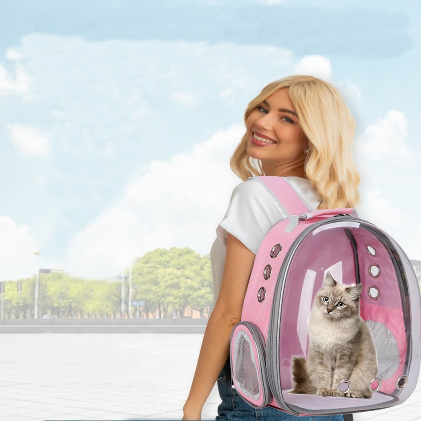 Cat Backpack Carrier, Pet Cat Carrier with Ventilated Design Carrier
