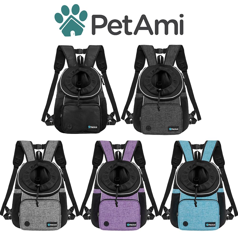 PetAmi Adjustable Cat Dog Chest Carrier Backpack, Ventilated Carrier
