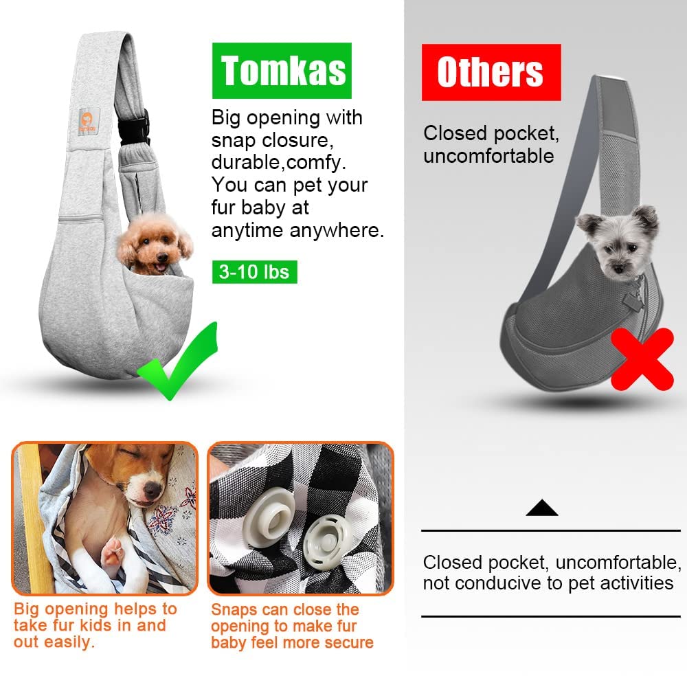 Tomkas Small Dog Sling Carrier Cat Sling Carrier Zipper Pocket Carrier