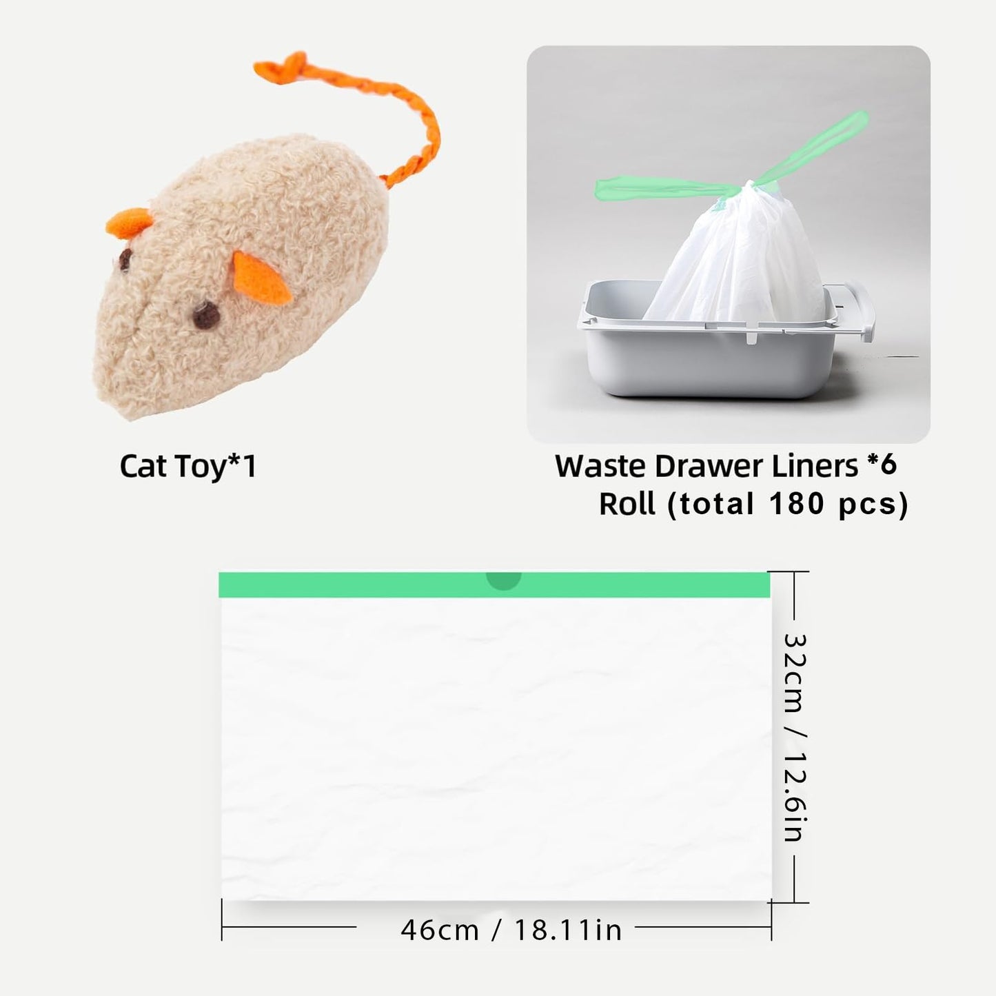 180 Count Self-Cleaning Cat Litter Box Liners Bags Fit Box
