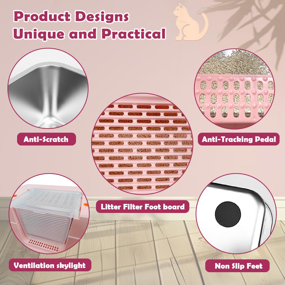 Vivifying Stainless Steel Covered Cat Litter Box Odor-Control Box