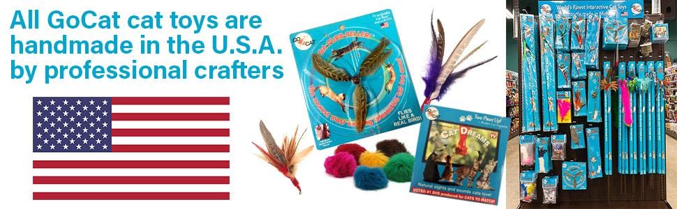 GoCat Da Bird Rod and Feather Cat Toy, Handmade in The USA (1 Feather