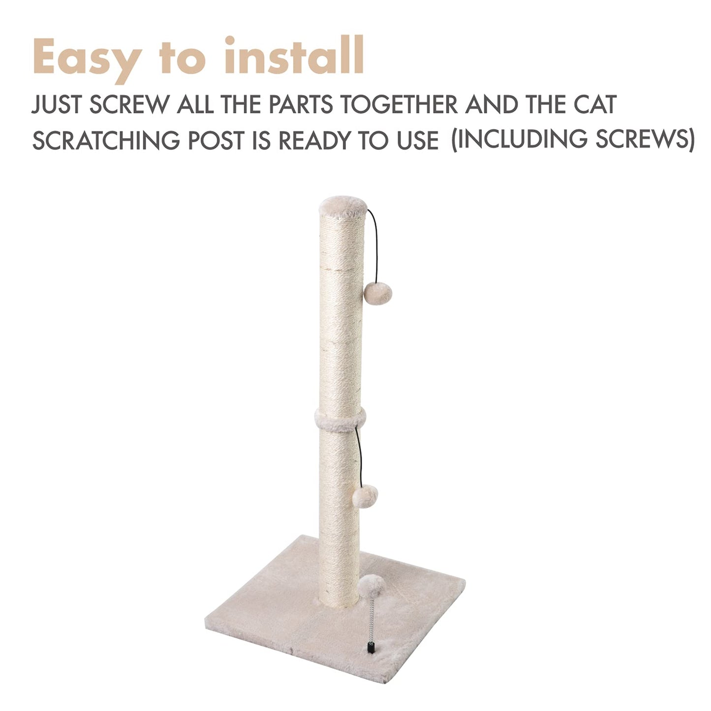 MECOOL 34” Tall Cat Scratching Post Basics Kitten Scratcher Trees