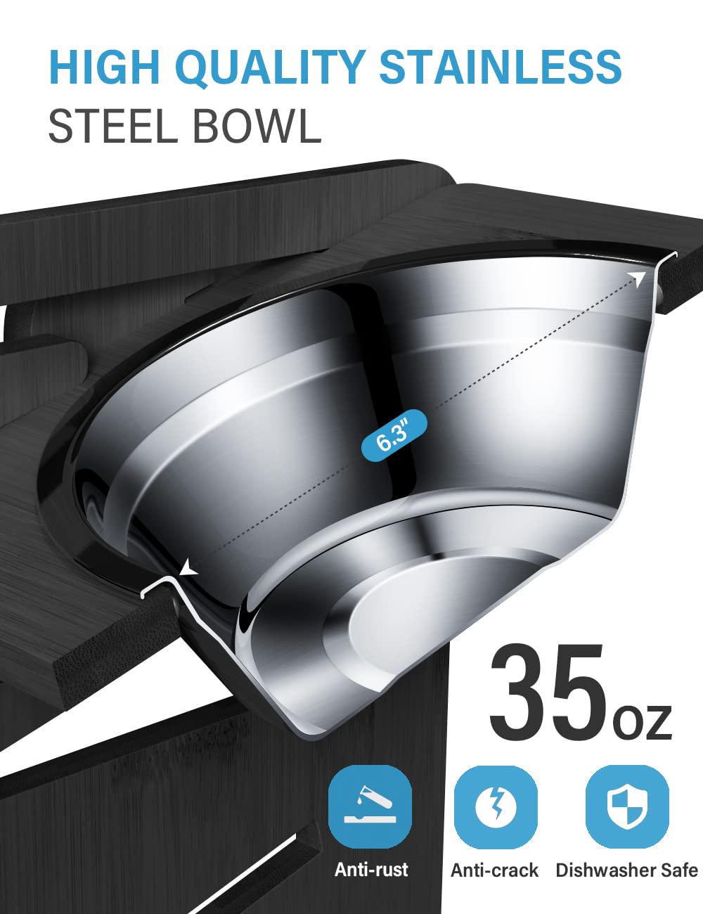 Vantic Elevated Dog Bowls, Adjustable Raised Dog Bowl Stand Bowl