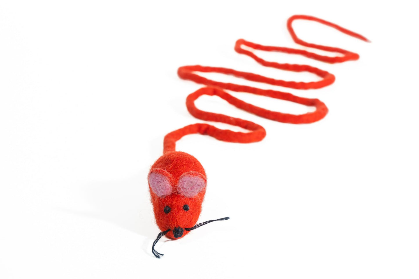 Catch a Mouse by The Tail Wool Cat Mouse Toy with a 6-Foot Tail Catnip