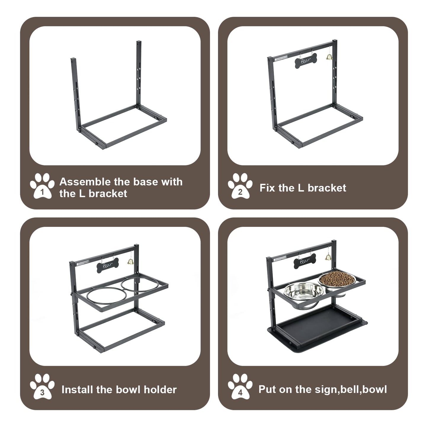 Elevated Dog Bowls with Slow Feeder for Large Dogs Adjustable Mat