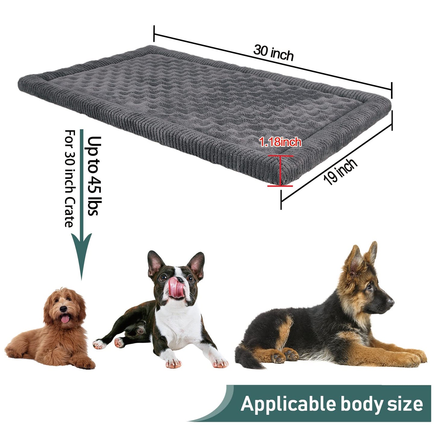 Dog Crate Pad Memory Foam Dog Bed Mat Small Medium Washable Puppy Bed