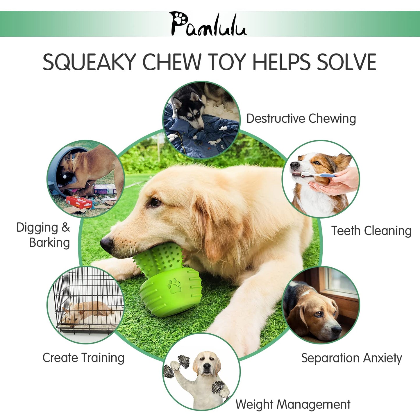 Pamlulu Dog Chew Toys Teeth Cleaning Brush Dental Chew