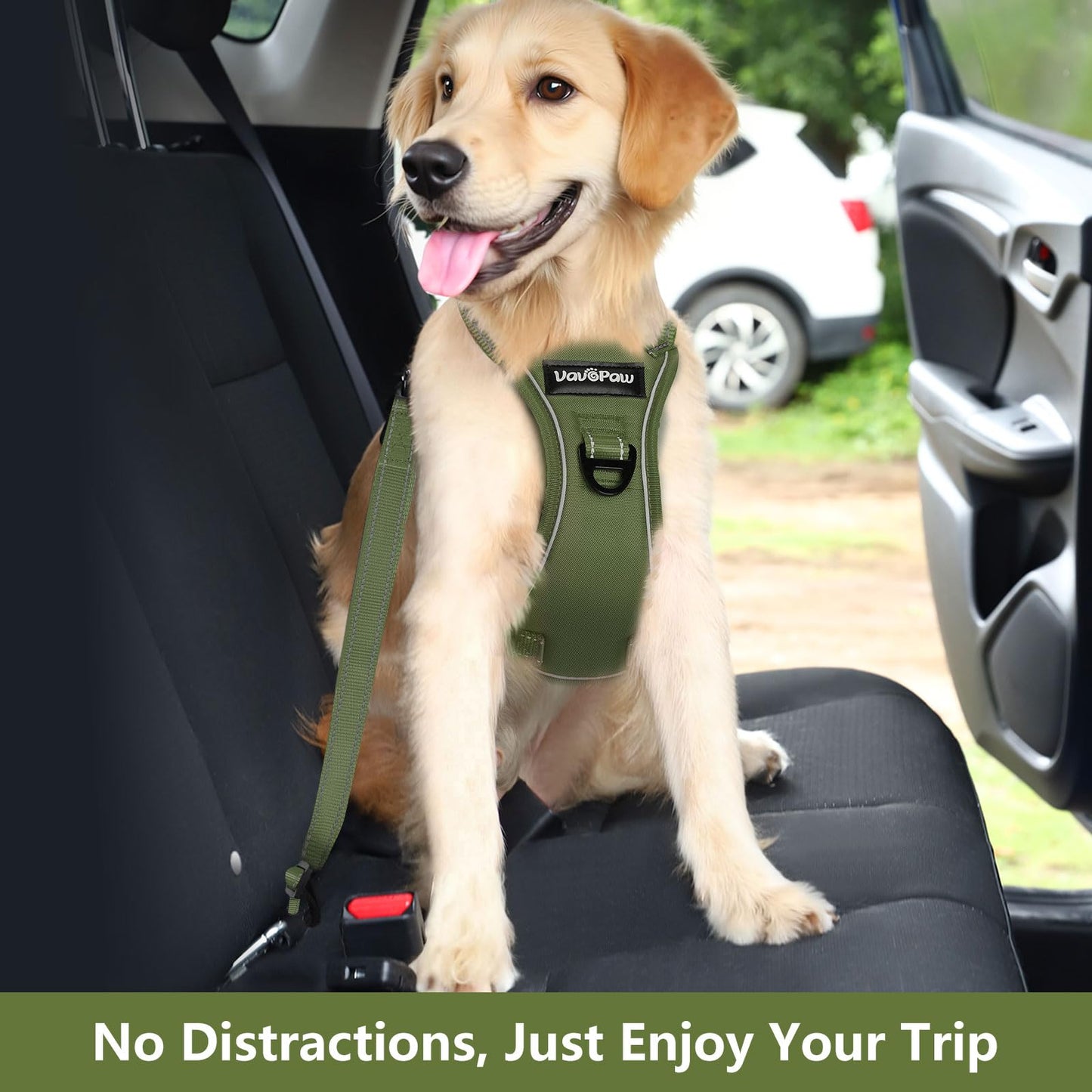 VavoPaw Dog Seat Belt Harness for Car, Dog Car Harness Adjustable Seat