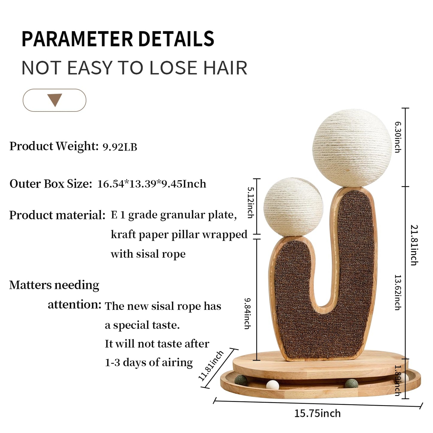 Cactus-Shaped Cat Scratching Post with Cat Scratcher, Interactive Toy