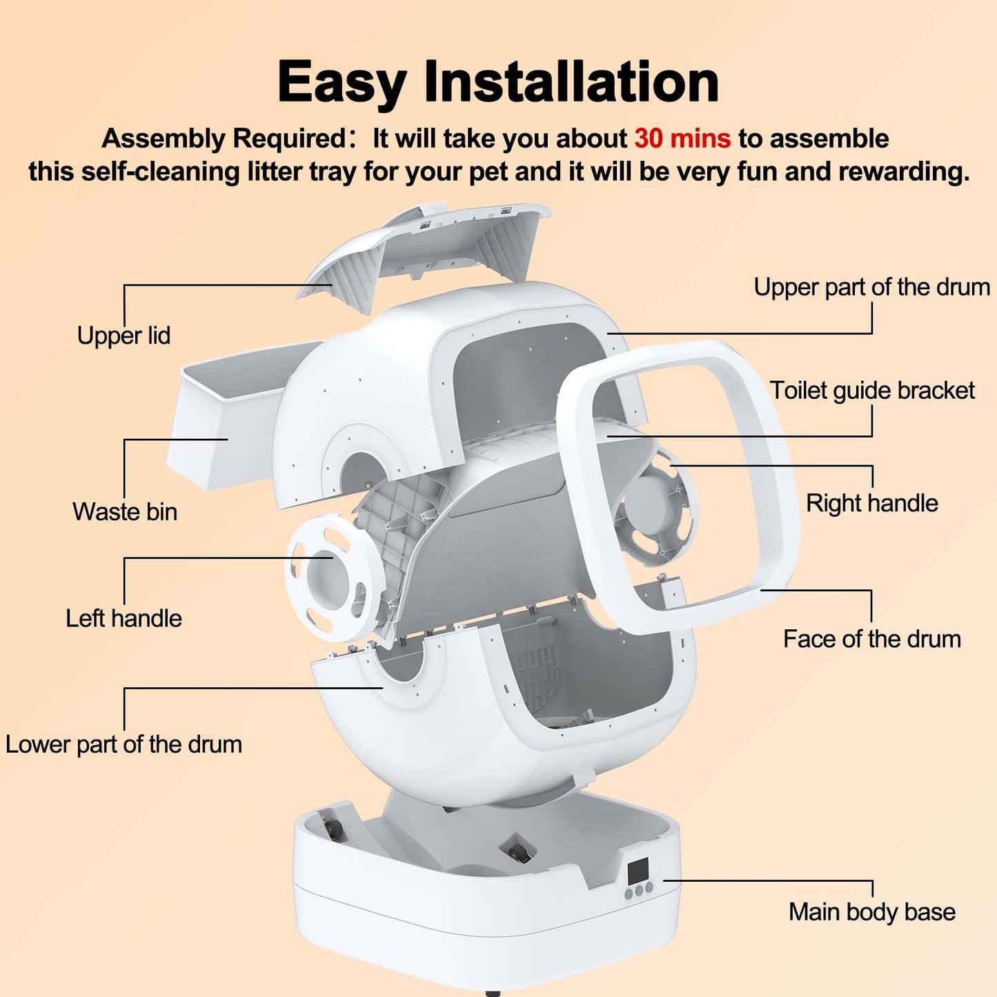 Mintakawa Automatic Cat Litter Box Self Cleaning APP Control Box