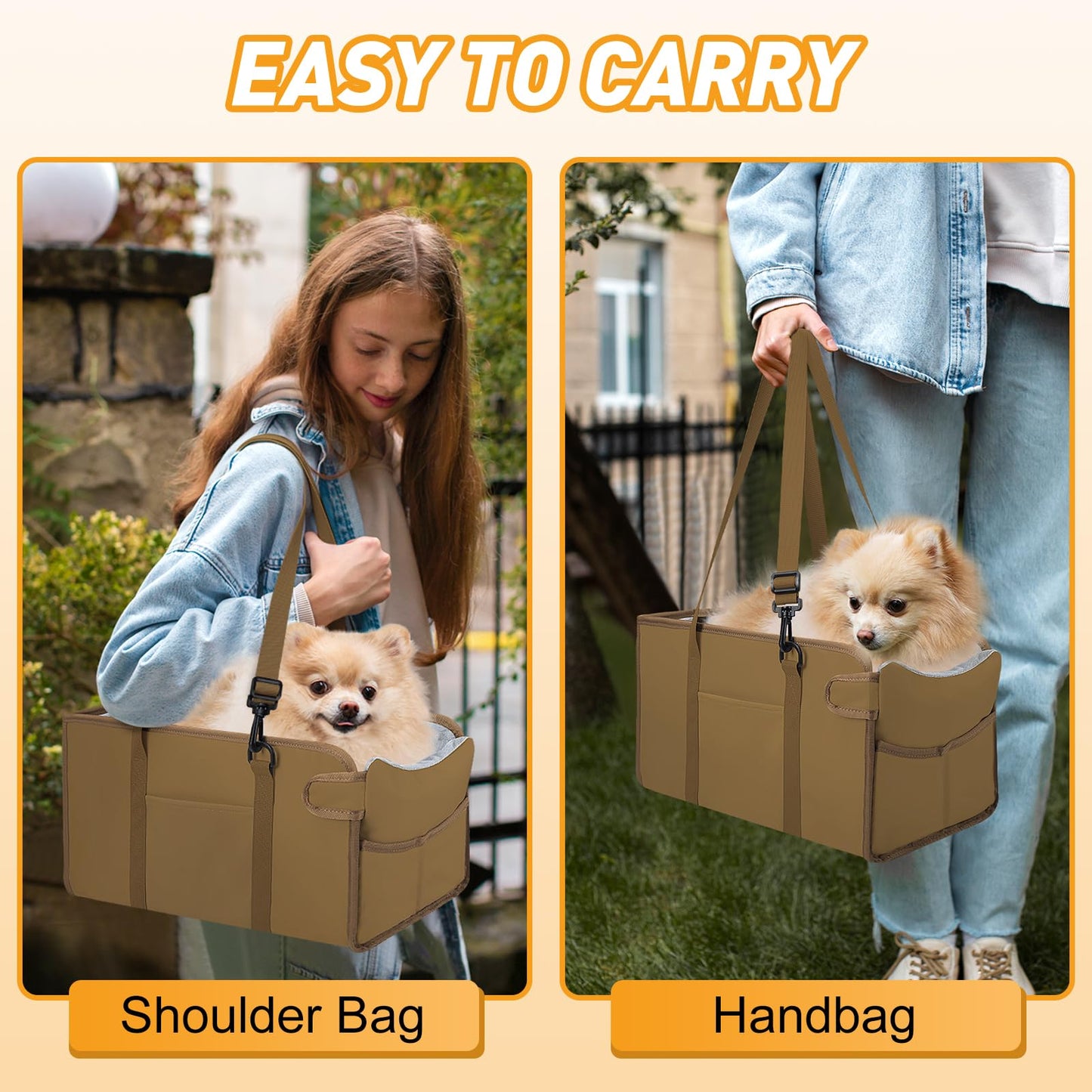 Portable Dog Car Seat for Small Dogs Adjustable Safety Leash, Seat