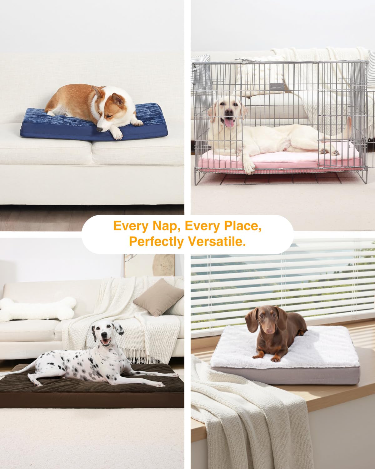 KSIIA Orthopedic Dog Bed, Waterproof, Deluxe Plush, Removable Cover