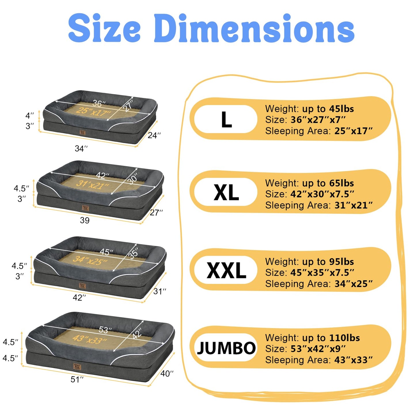 Washable Orthopedic Large Dog Bed Removable Orthopedic Foam Dogs Beds