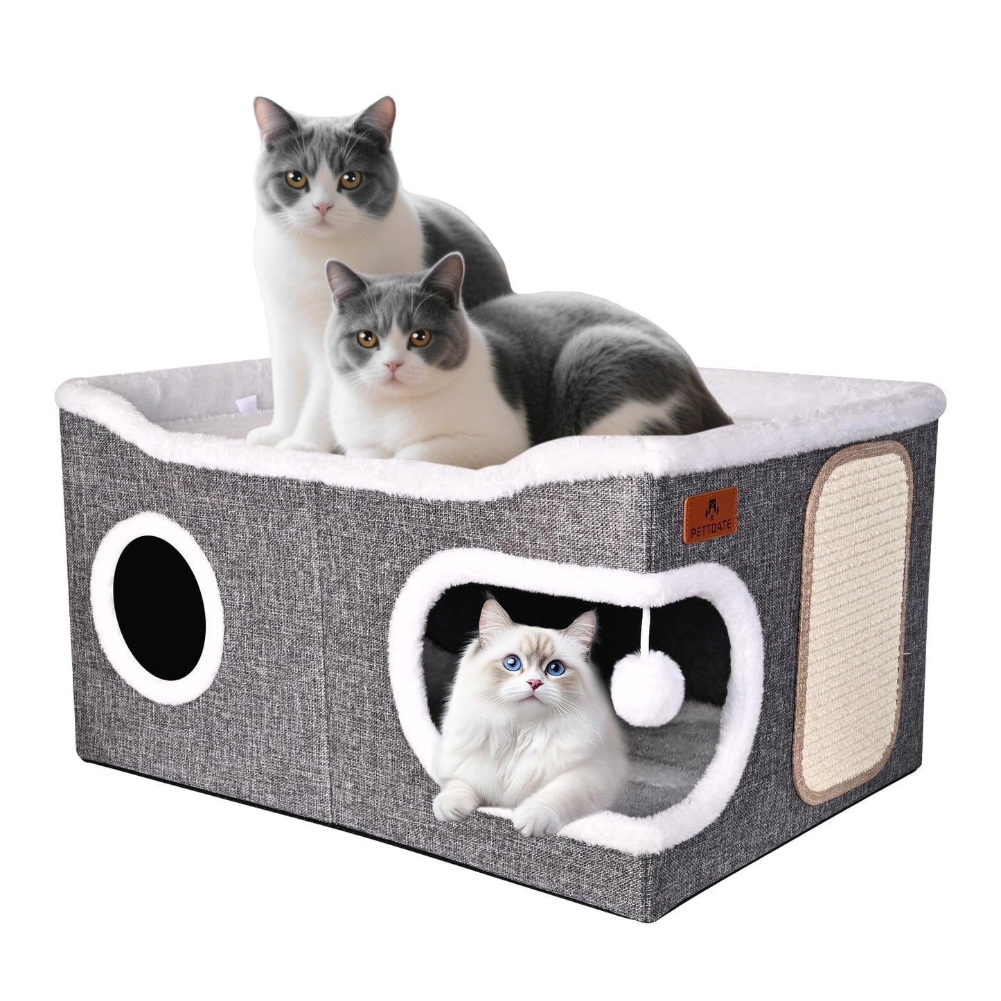Extra Large Cat Beds for Indoor Cats, Covered Cat Cave Beds Furniture