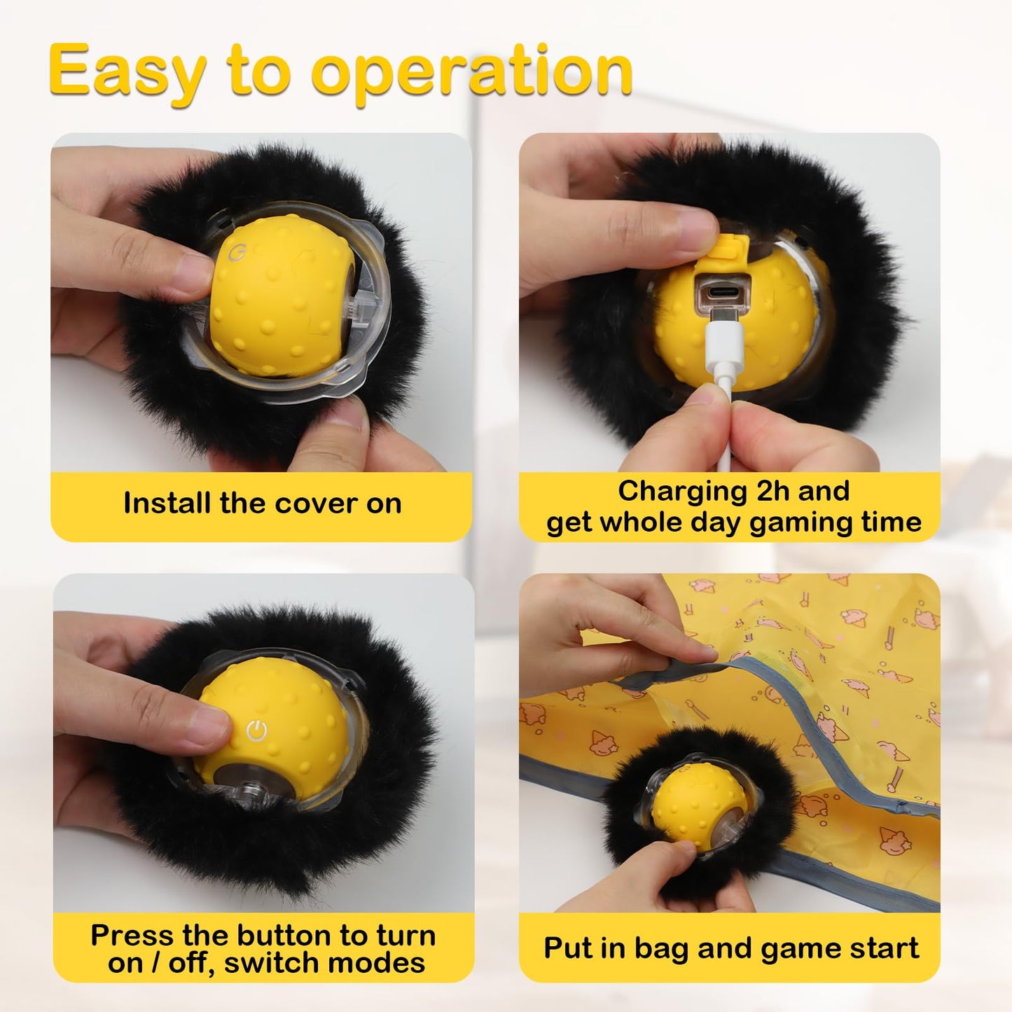 Muhhiba Interactive Cat Toys for Indoor Cats, Electric Cat Ball Ball
