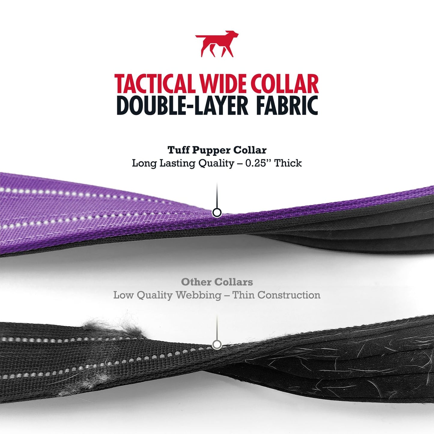 Tuff Pupper Tactical Dog Collar, Heavy Duty 1.5" Wide Ballistic Collar