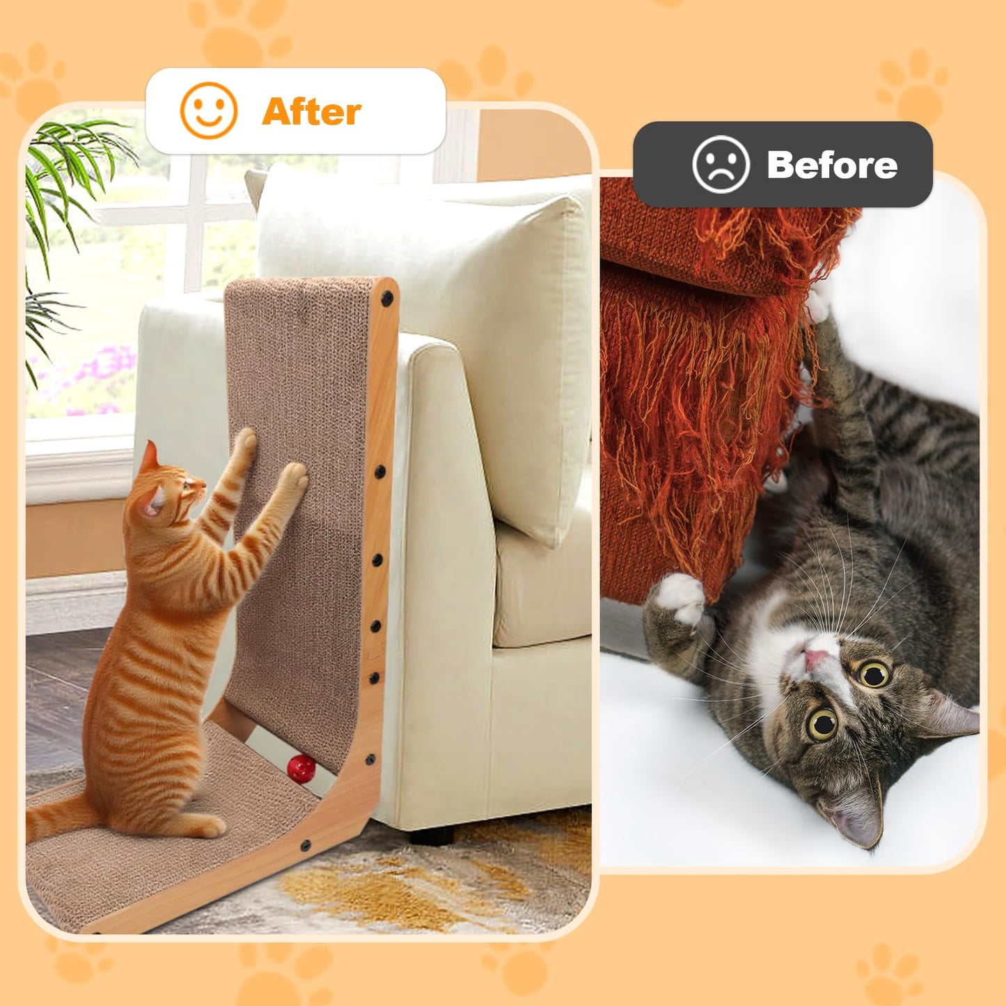 Goosheep L-Shaped Cat Scratcher 2-in1 Scratching Board for Posts
