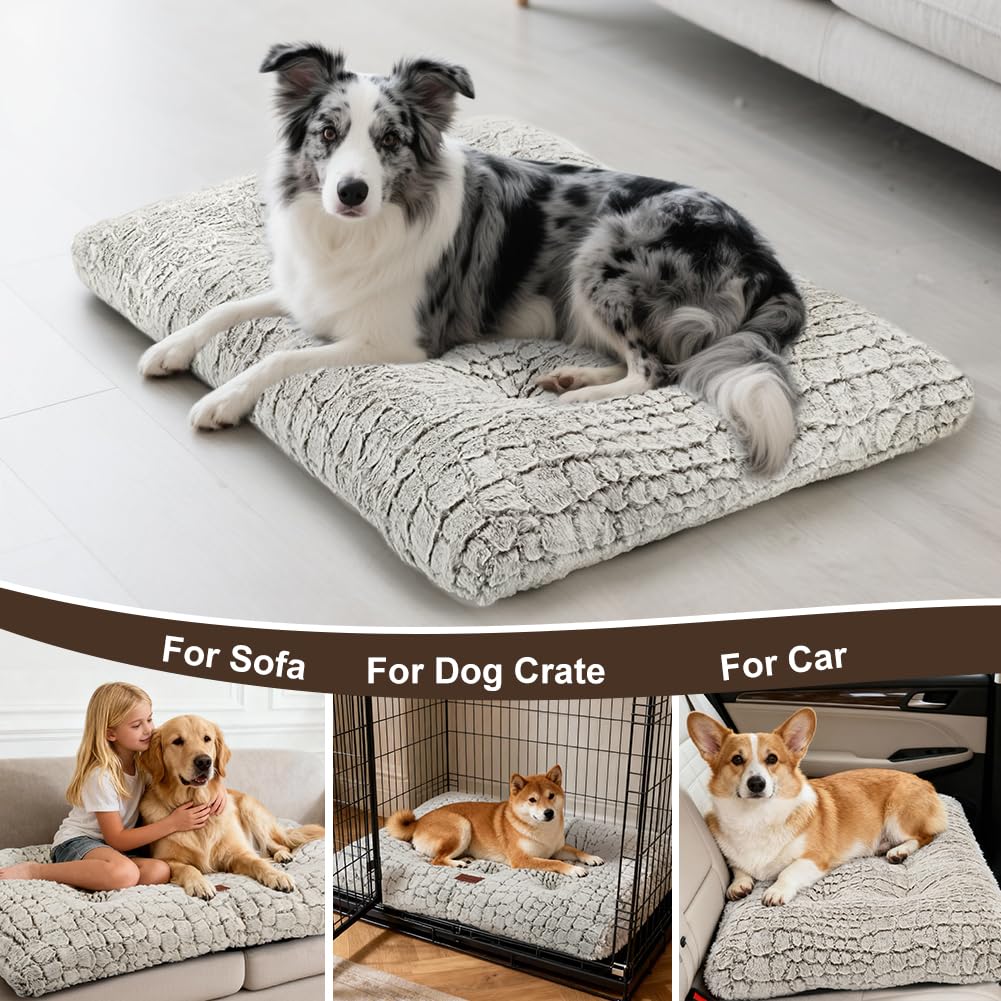Dog Bed Crate Pad Soft Fluffy Pet Cushion Mat Anti-Slip Comfy Kennel