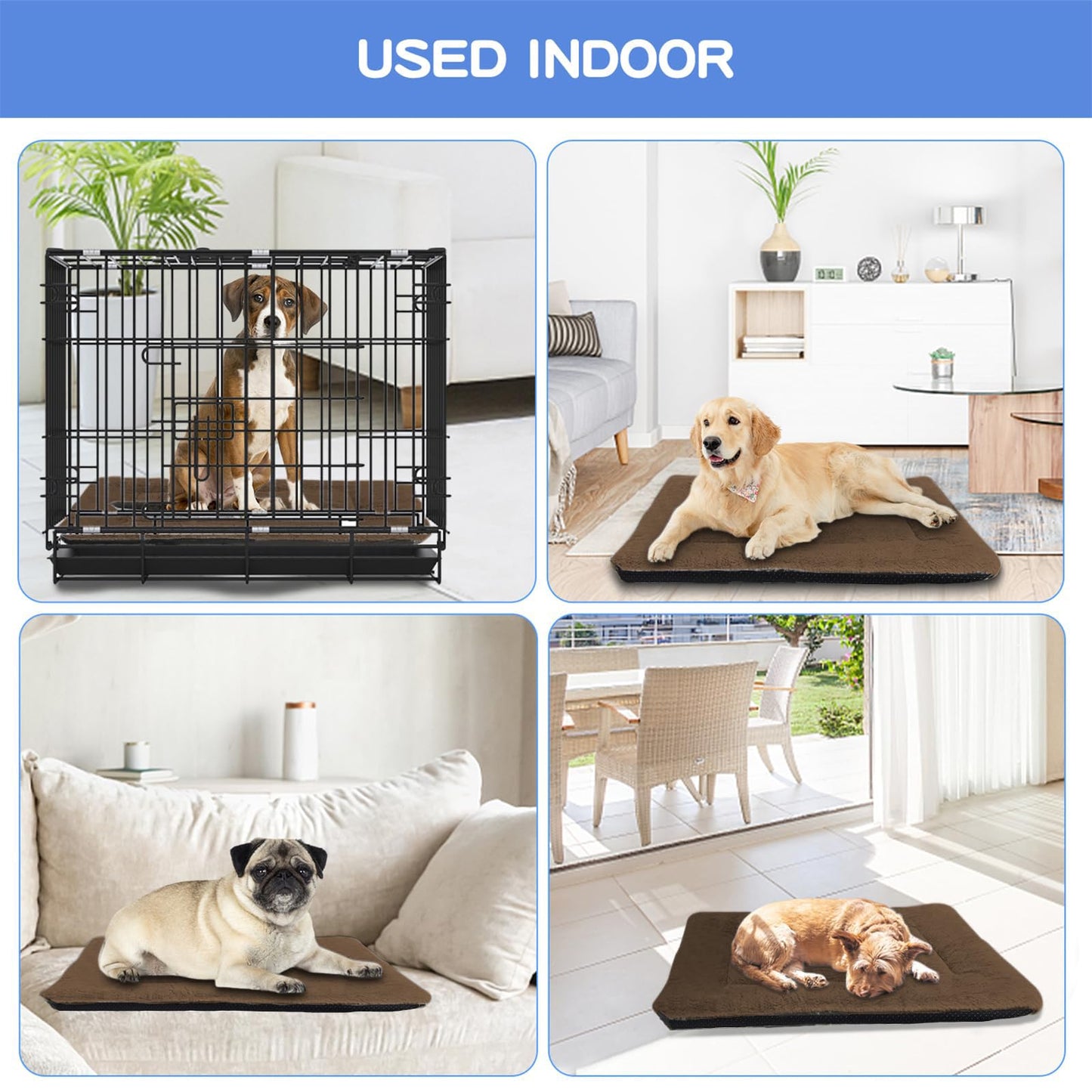 ZENGAOOU Dog Crate Pad Washable for Crate, Plush Anti-Slip Crate Mat