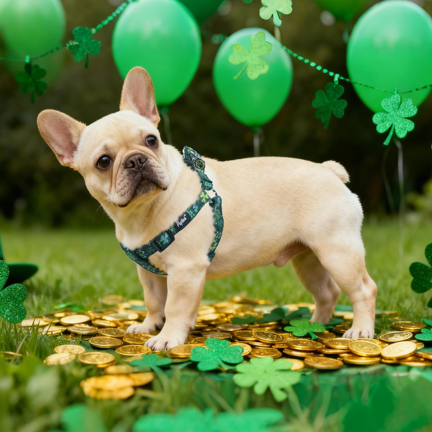 PUPTECK No Pull St. Patrick Dog Harness Soft Adjustable Basic Harness