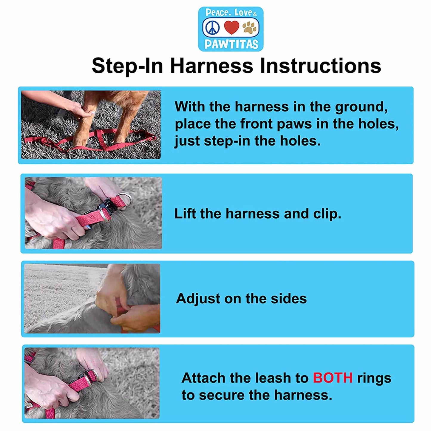Pawtitas Multicolor Step-in Dog Harness Adjustable No-Pull Vest