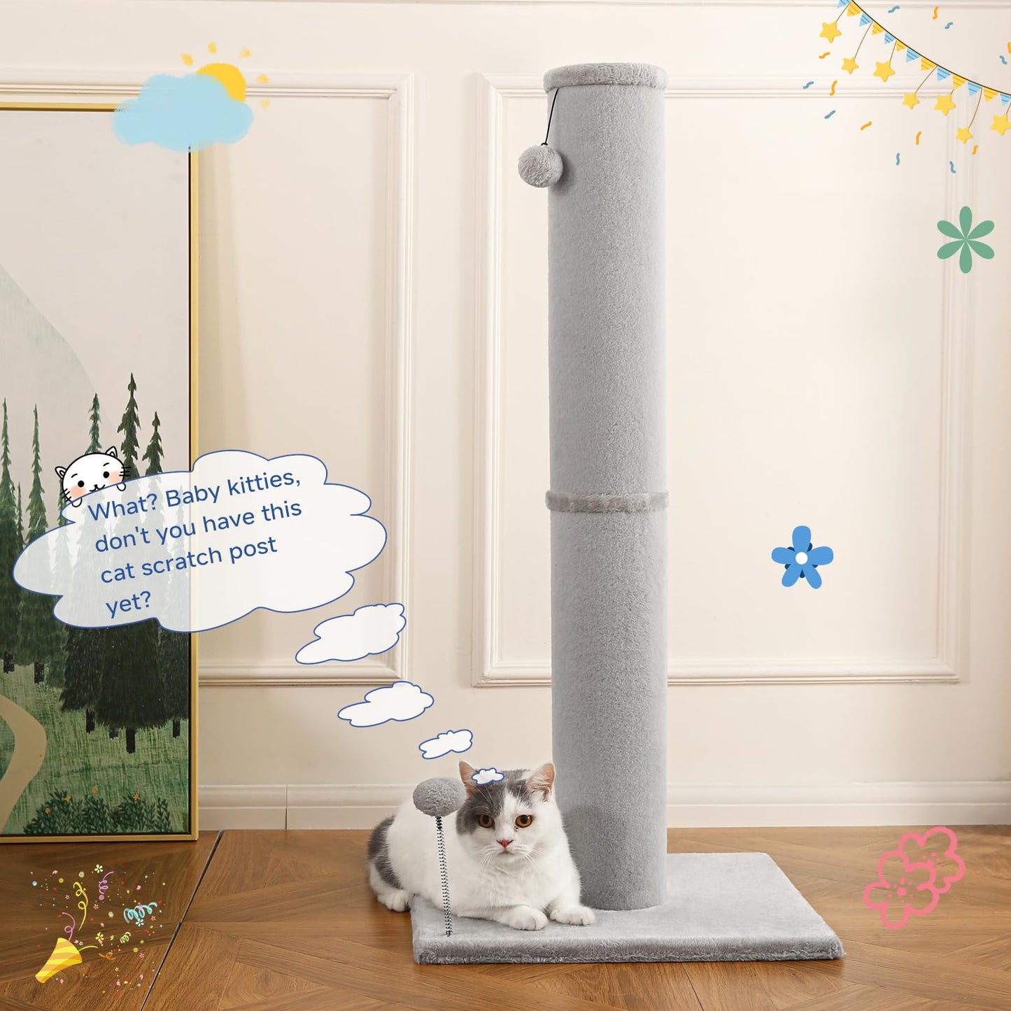 Cat Scratching Post Carpet Scratching Post 41" for Indoor Scratcher