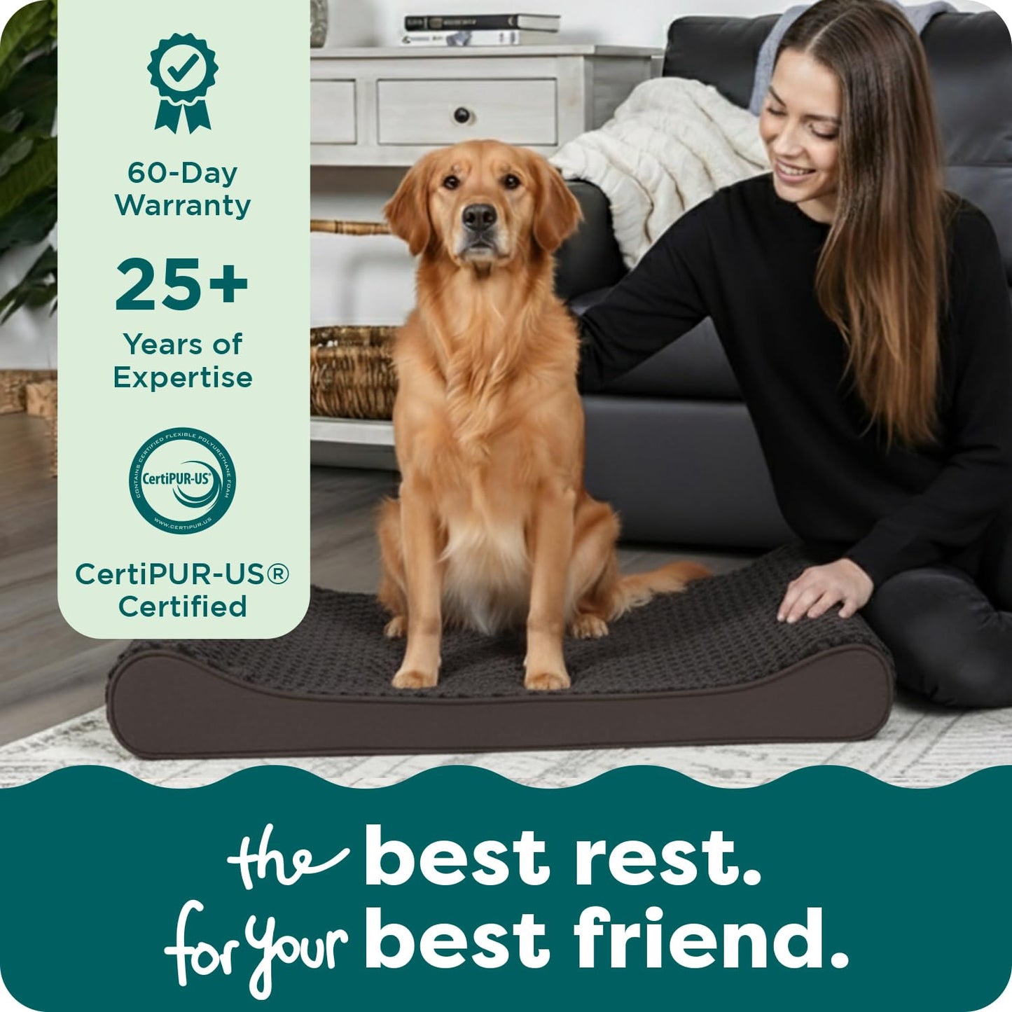 FurHaven Orthopedic Dog Bed for Large Dogs, Luxe Lounger Contour Bed