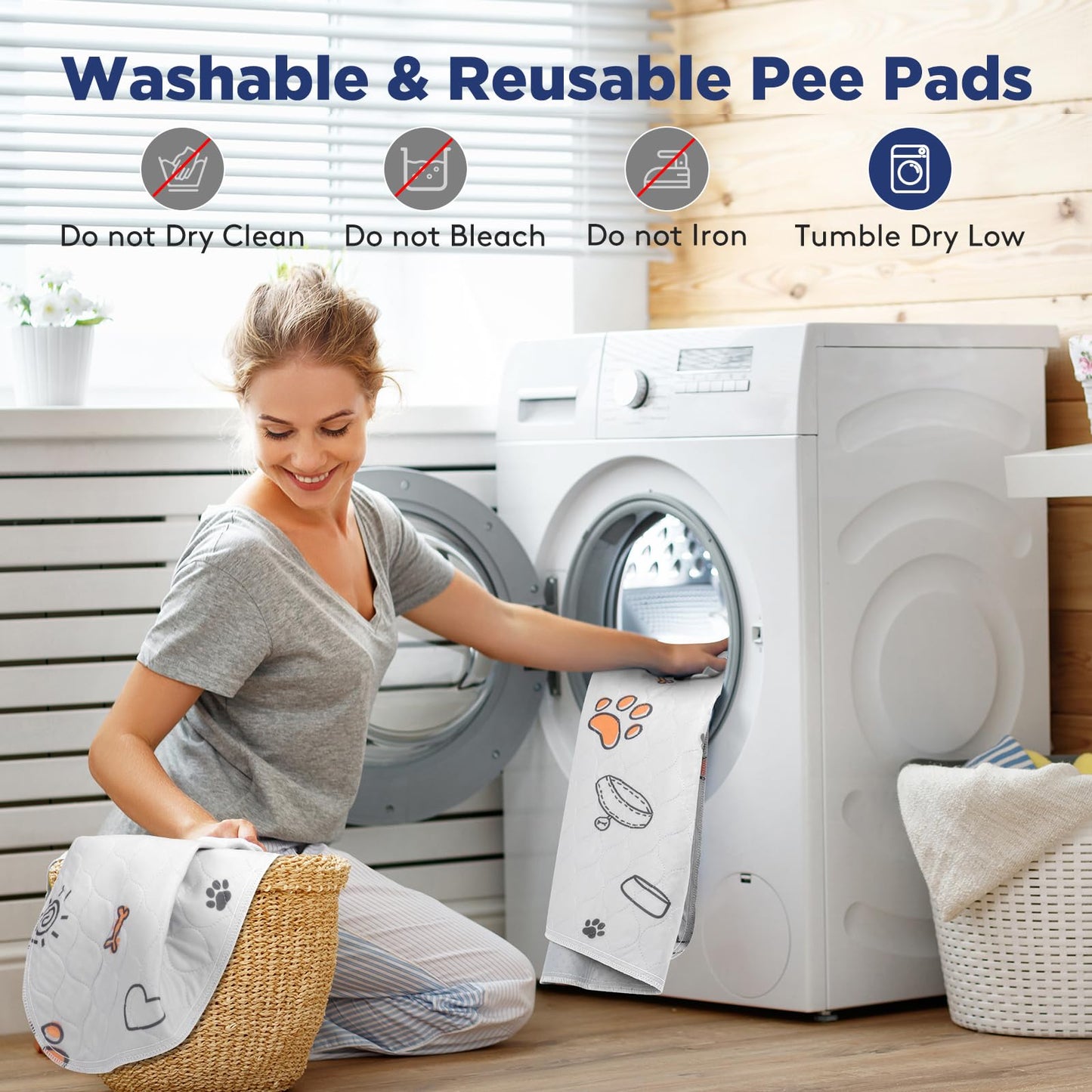 Washable Pee Pads for Dogs, 2 Pack Large x36" Super Absorbent Mat
