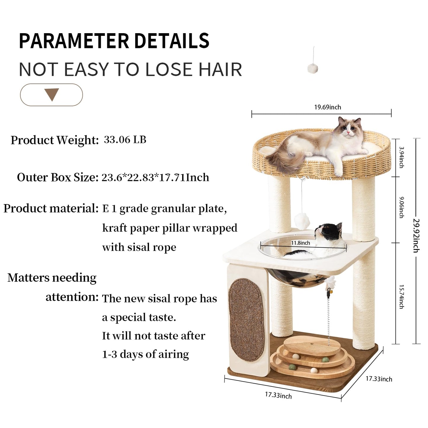 Modern Cat Tree for Indoor Cats with Sisal Rope Scratching Posts Toy