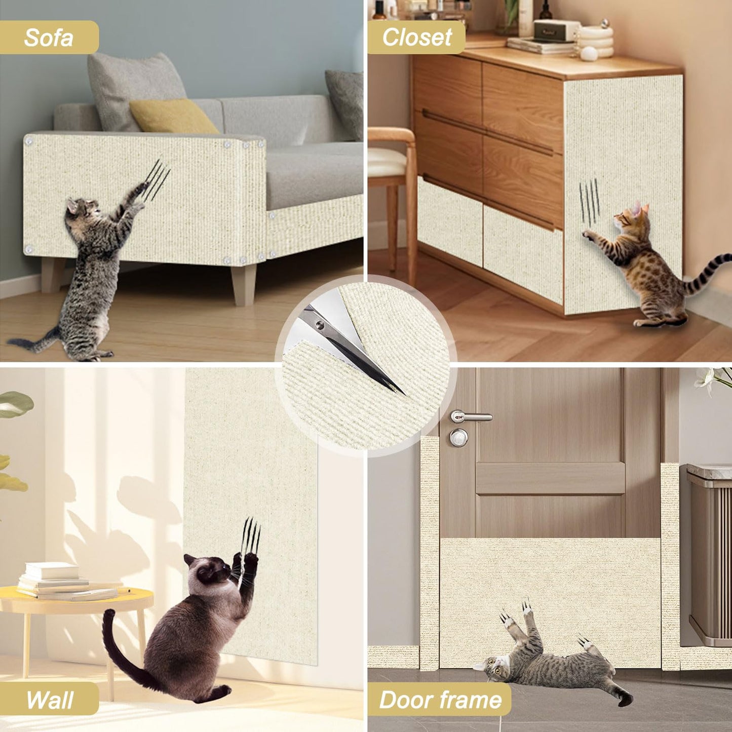 Cat Scratching Mat, x15.9" Trimmable Self-Adhesive Cat Scratch Mat