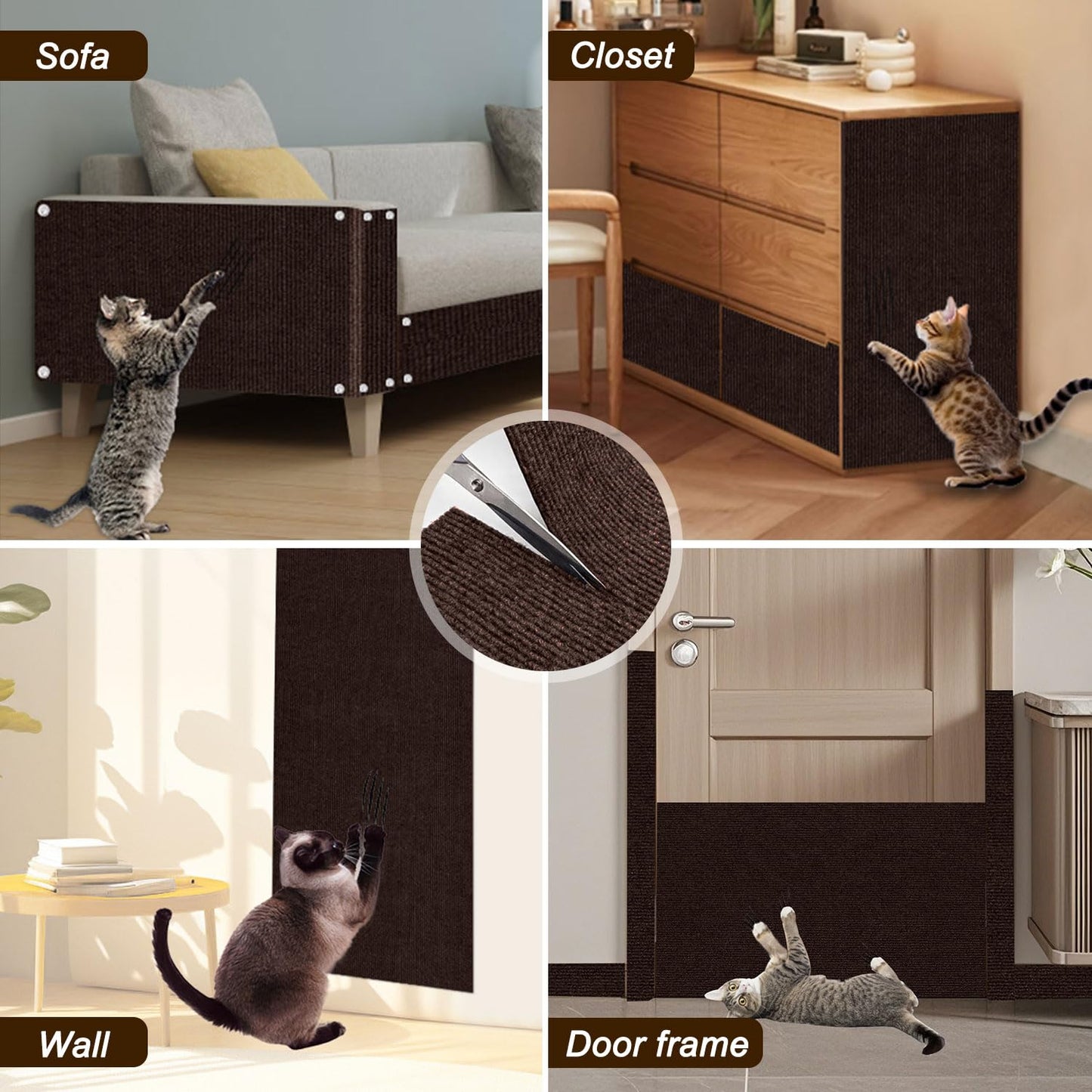 Cat Scratch Mat, x15.9" Trimmable Self-Adhesive Cats Scratch Mat