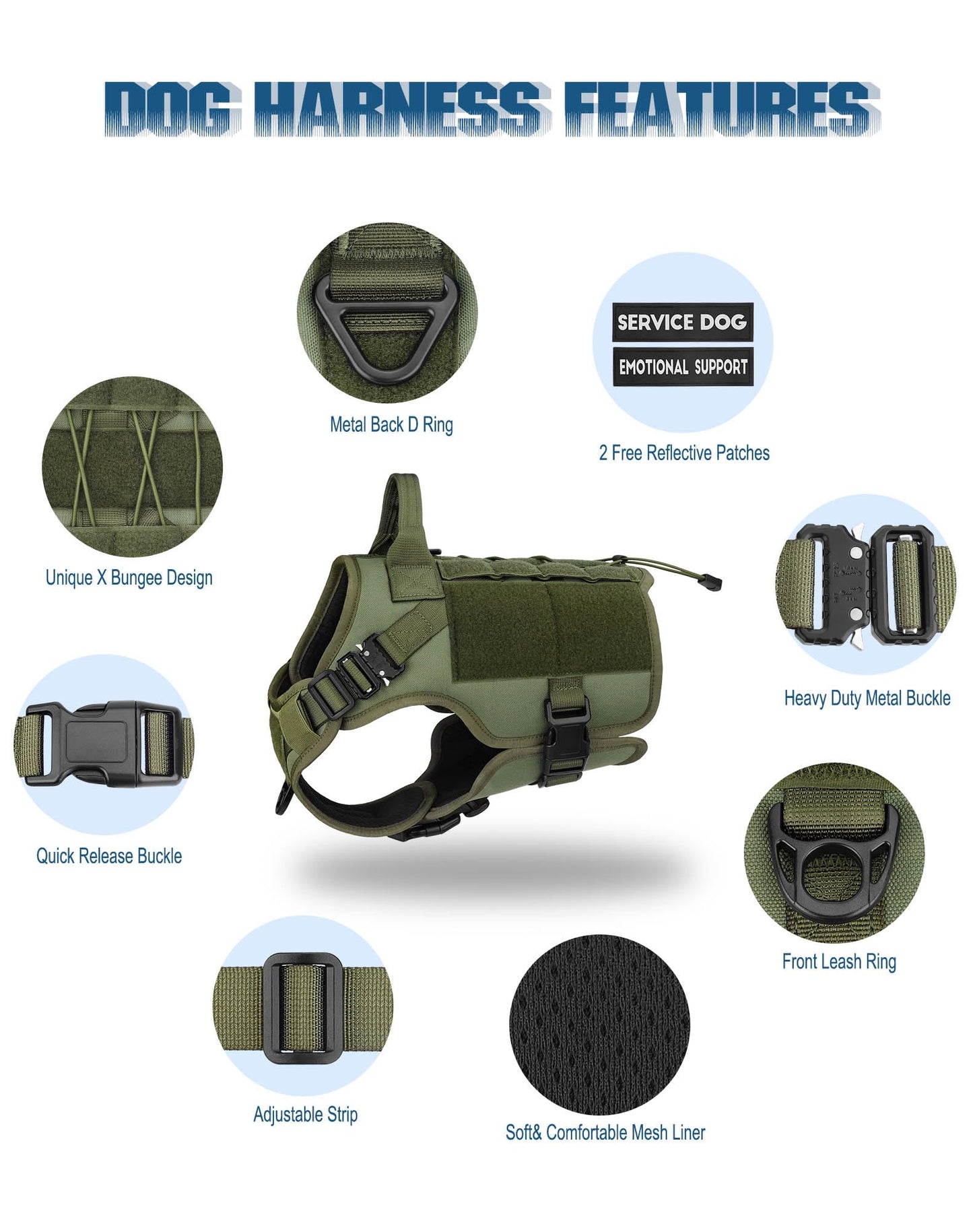 PETNANNY Tactical Service Dog Vest No-Pull Emotional Support Harness