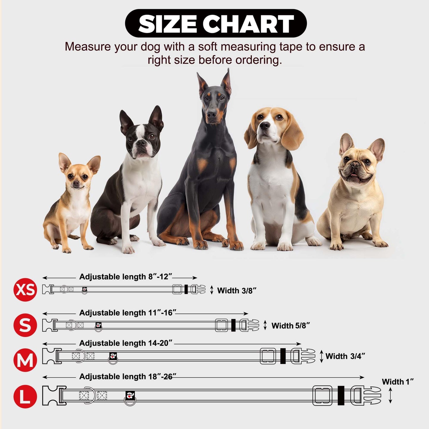azuza Reflective Dog Collar with Airtag Holder, Soft Neoprene Collar