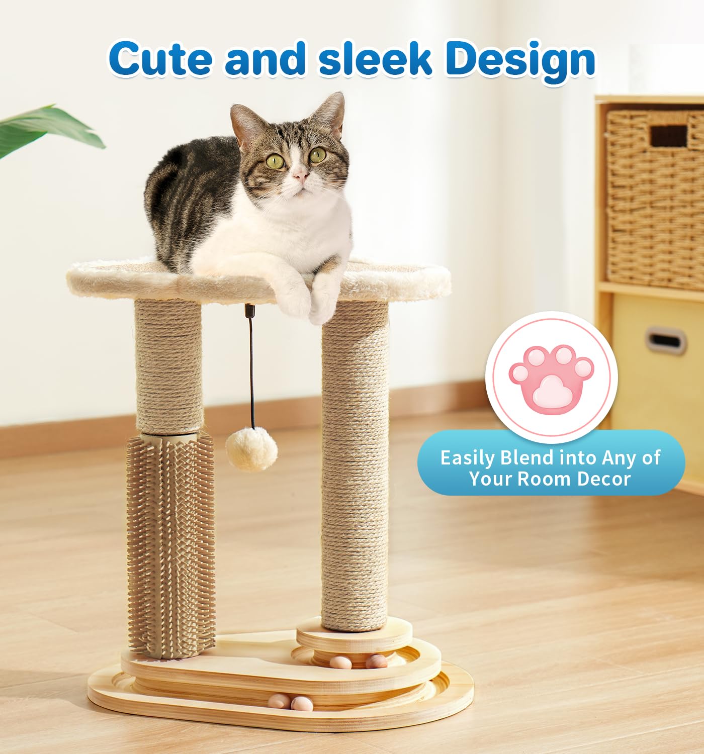 Made4Pets Cat Scratching Post, Cat Self Groomer for Indoor Scratcher