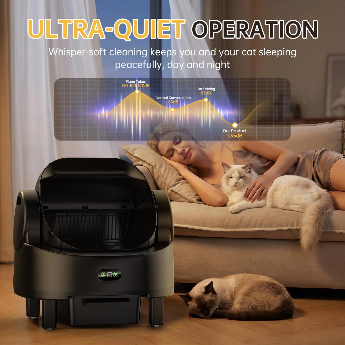 Automatic Cat Litter Box, Electric Large Open-Top Self Cleaning Litter