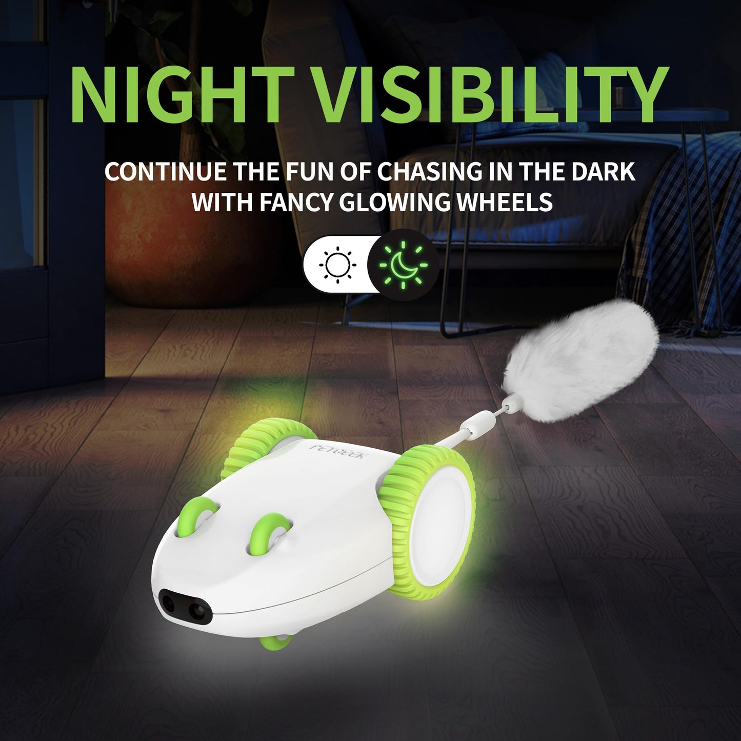 PETGEEK Automatic Cat Mouse Toys Interactive Cat Toys for Indoor Wand