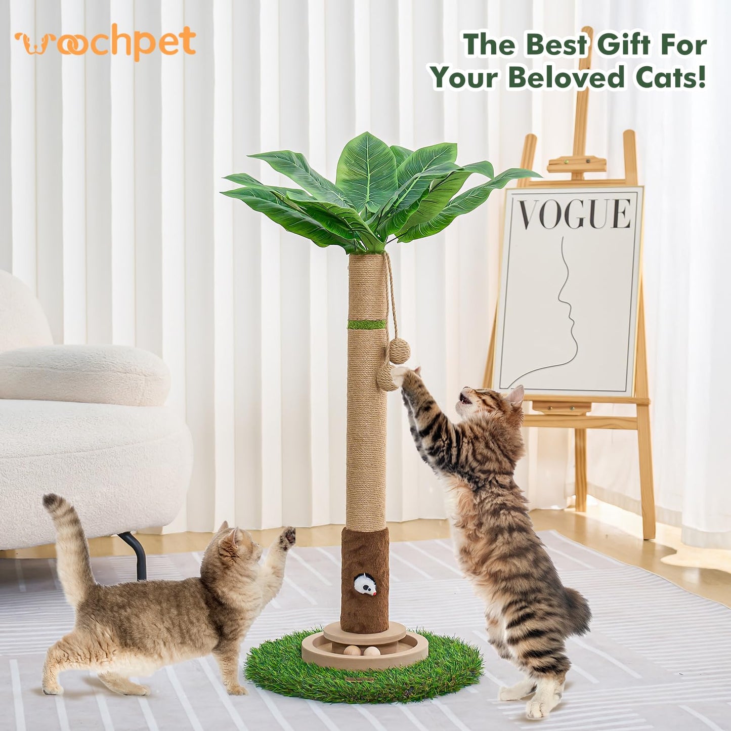 Woochpet Cat Scratching Post 35'' Tall Cat Scratcher Tree Tower