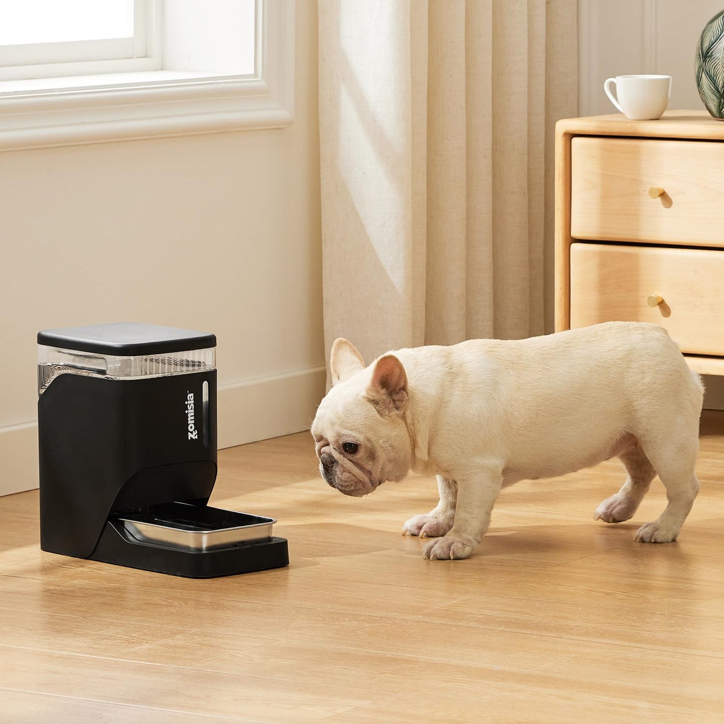 ZOMISIA Gravity Cat Water Dispenser with Stainless Steel Bowl
