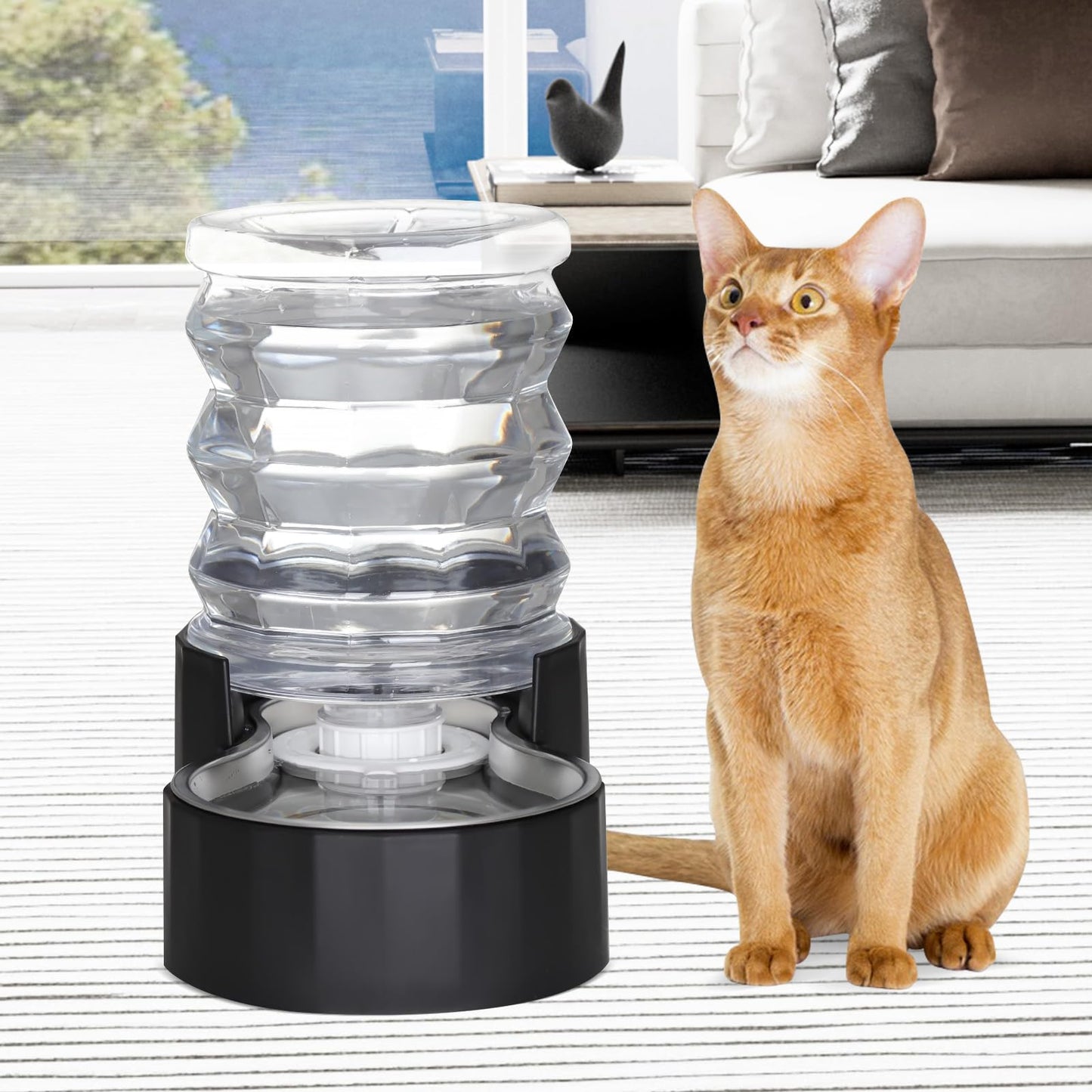 RIZZARI Dog Water Bowl Dispenser: Stainless Steel Gravity Feeder