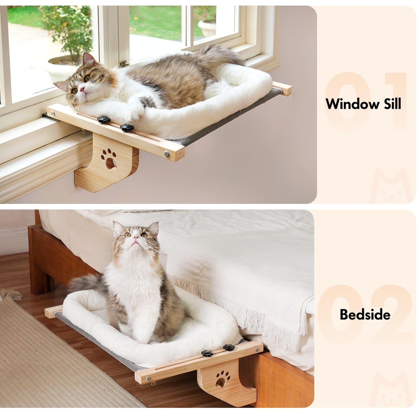 AMOSIJOY Cat Sill Window Perch Sturdy Hammock Window Seat with Cushion