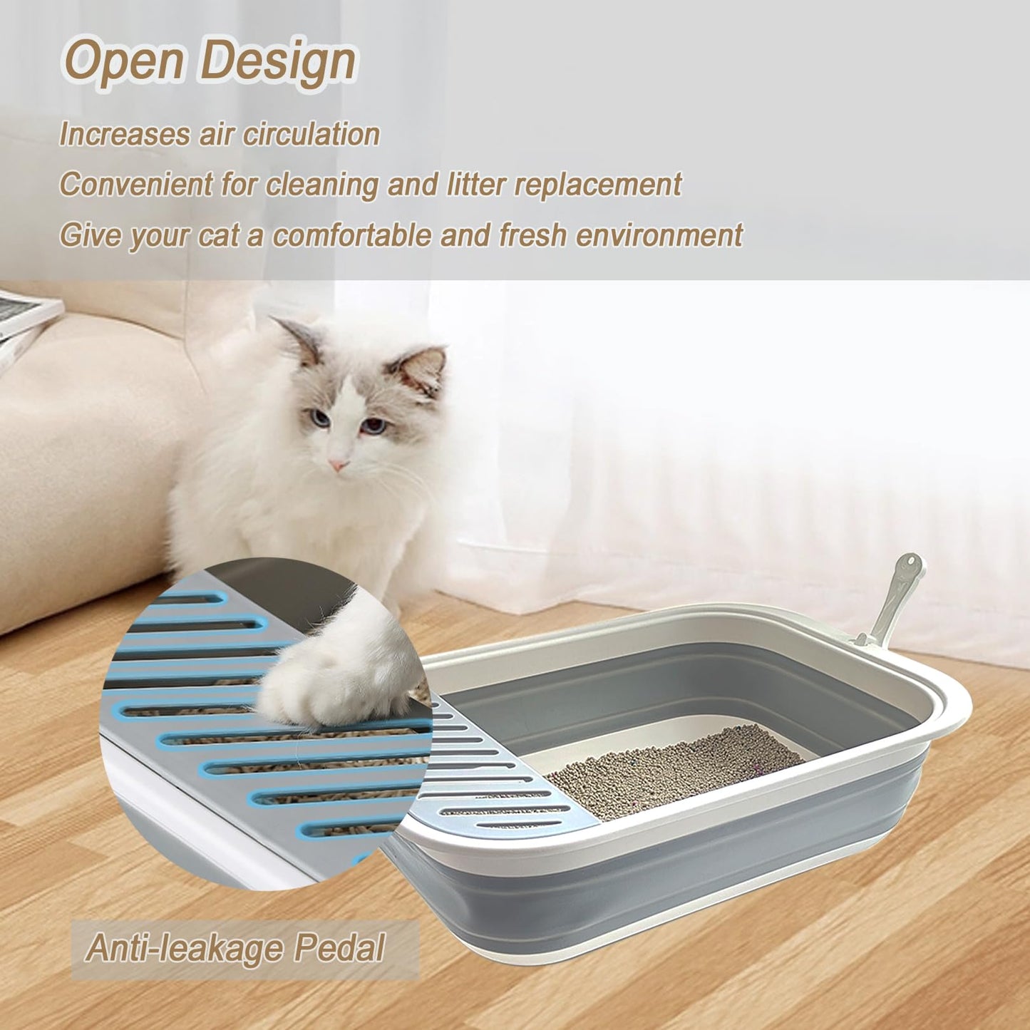 chuyouan Collapsible Kitten Litter Box, Open Cat Potty Pan with Box