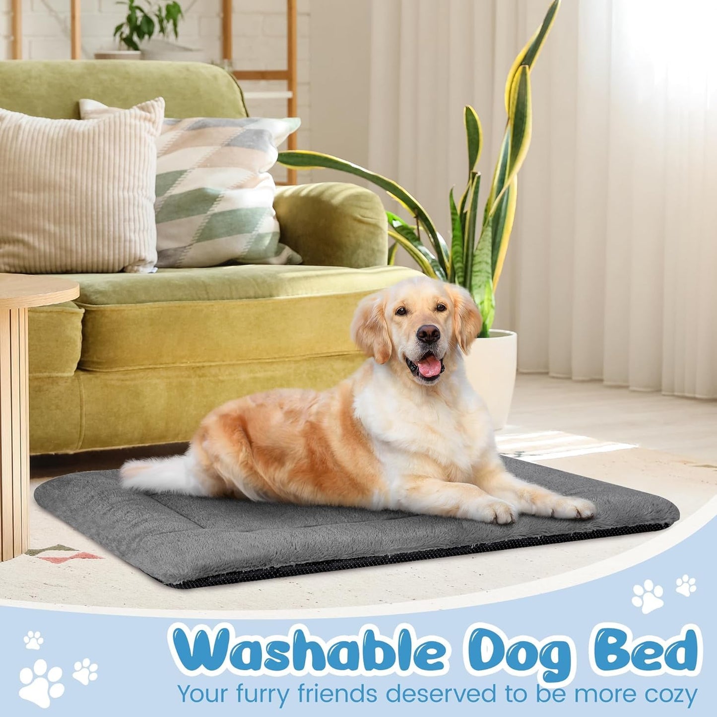 ZENGAOOU Dog Crate Pad Washable Plush Kennel Mat