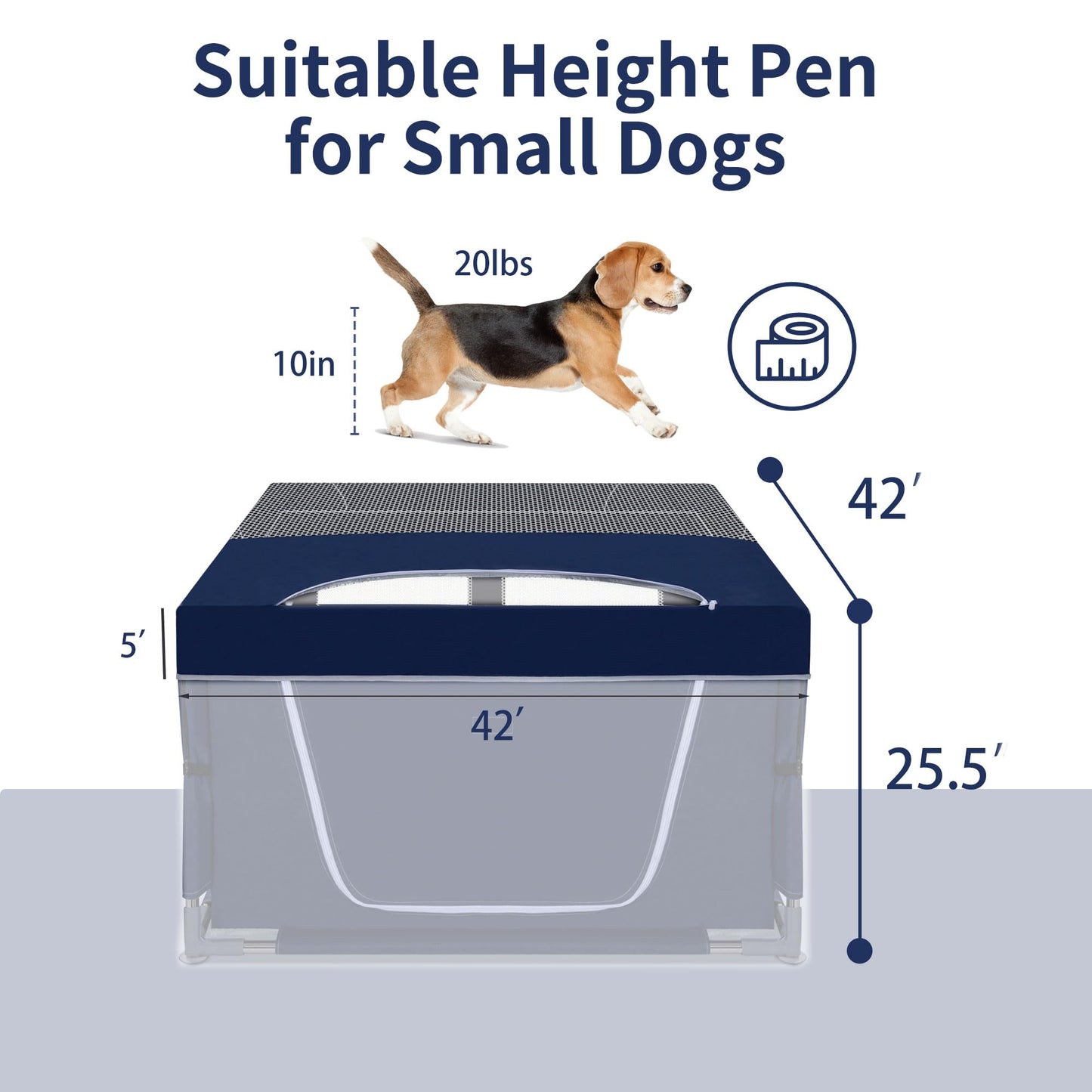 Dog Playpen Cover, Dog Play Pen Top with Hooks, Soft Fabric Roof Crate